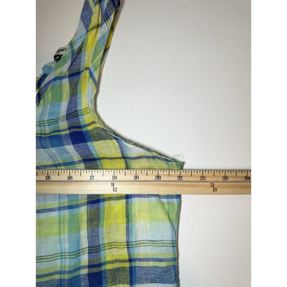 *Rare* Old Navy Linen Blend Cottagecore Yellow Plaid Tank Tie Back Women's LARGE - Picture 10 of 10
